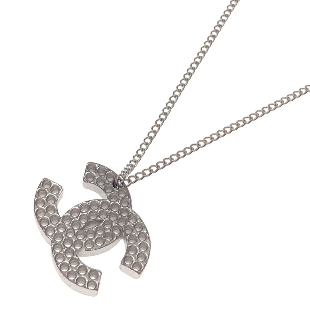 CHANEL Silver Logo Necklace